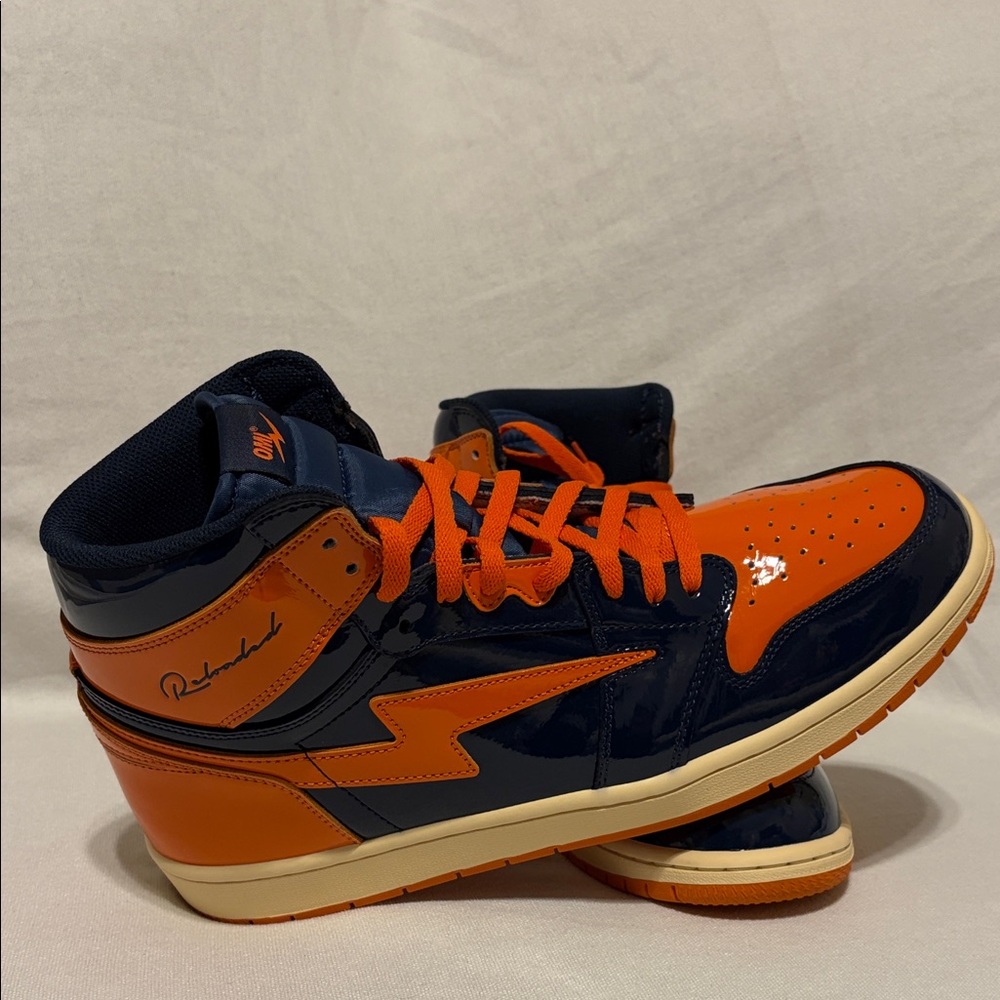 Reloaded OMI High-Top Sneakers - Vibrant Orange and Navy